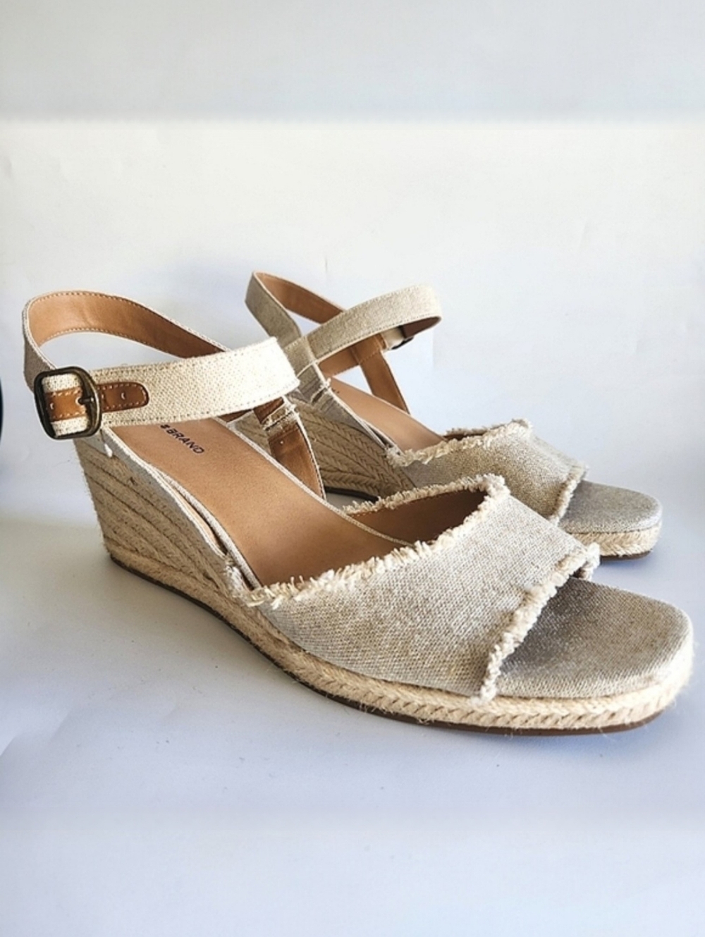 Lucky Brand Mindra Espadrille Wedge Sandal Size 12 Natural Frayed